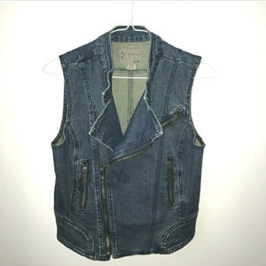 Vintage  Vest 90s 2.1 Demin With Zippers Size M